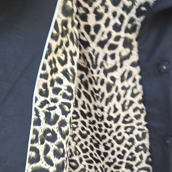 Jane Post Black Trench Coat with Leopard Lining - Picture 6 of 8